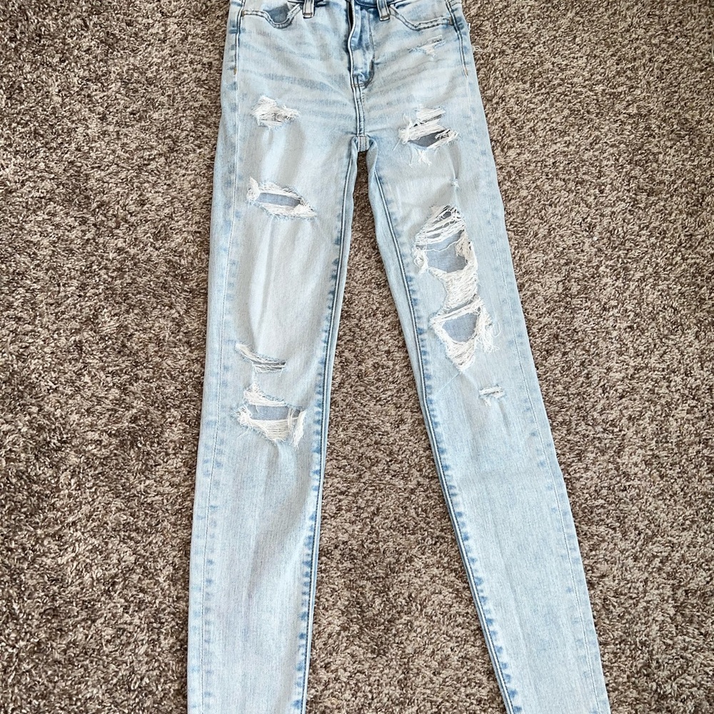 000 AE Next Level Ripped High-Waisted Jegging; Effortlessly Cool